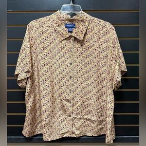 Charter Club Woman 100% Silk Geo Print Button Up Blouse Size 24W